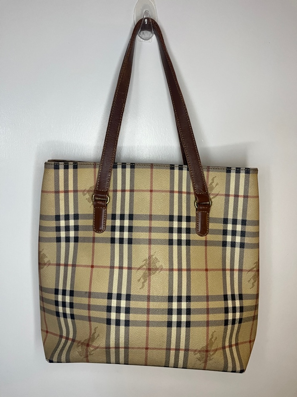 Vintage Burberry Haymarket check coated canvas tote - Picture 2 of 16